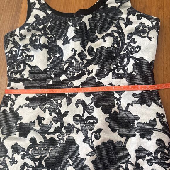 Albert Nipon Size 16 Sheath Dress Jacket Suit Set Black Floral on Silvery White - Picture 7 of 16